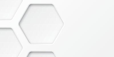 3D white rounded hexagon frame paper cut style background graphic illustration have blank space. vector