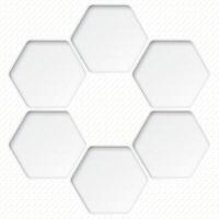 White wood free uncoated paper rough textured square background with 3D rounded hexagon pattern paper cut style graphic illustration have blank space. vector