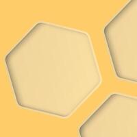 3D rounded hexagon frame paper cut style with yellow square background graphic illustration have blank space. vector