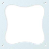 Wood free uncoated paper rough textured light blue color square background with blank 3D rounded square paper cut style graphic illustration. vector