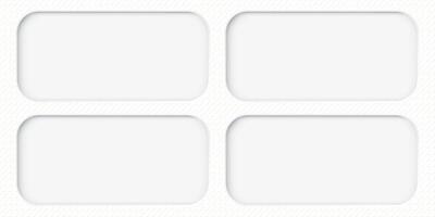White wood free uncoated paper rough textured with four of blank 3D rounded rectangle horizontal frames paper cut style graphic illustration. vector
