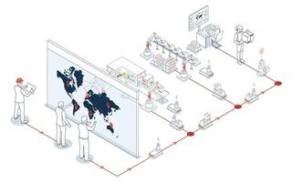 Smart logistics automated warehouses, efficient labor, wireless transport, robotics, Industry 4.0 vector