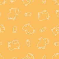 Outline Seamless Pattern of Capybara Animal Carrot Background for Fashion Wrapping Print Fabric vector