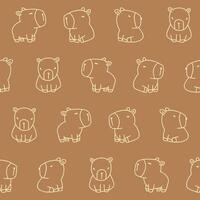 Outline Capybara Seamless Pattern Background for Print Fabric Surface Fashion Wrapping vector