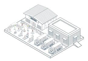 Smart warehouse automation with AGVs and AMRs vector