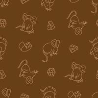 Outline Seamless Pattern of Mouse Animal Cheese Background for Fashion Wrapping Print Fabric Surface vector