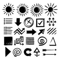 Black and White Sketch Style Doodle Elements Collection vector