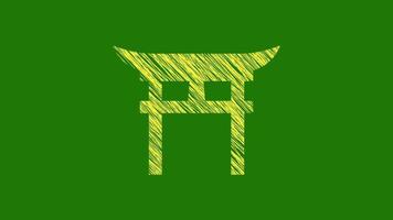 Shinto Symbol With Scribble Texture video