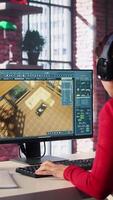 Vertical Designer interacts with digital technology to produce a virtual home set. Architectural software enables 3D modeling and rendering, placement of furniture and layout adjustments. Camera B. video