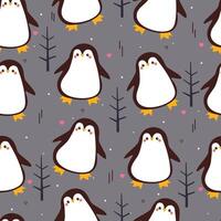 seamless pattern cute cartoon penguin and tree. cute animal pattern for wallpaper, background and gift wrap paper vector