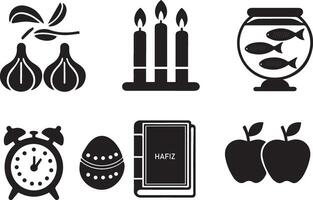 Nowruz Symbols Silhouette Set vector