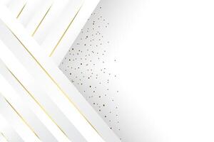 White abstract background with gold line and gold particles vector