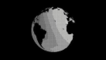 Animated rotating globe in halftone style video