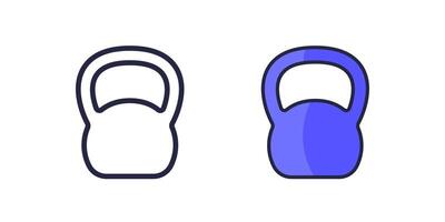 kettlebell icon in two styles, line and outline vector