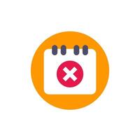 Cancel appointment icon with a calendar, flat style vector