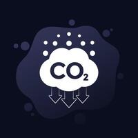 co2 emissions reduction icon, reduce carbon dioxide vector