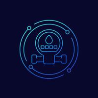 water meter icon, linear design vector