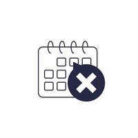 Cancel appointment icon with a calendar on white vector