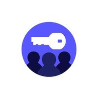 Collective ownership icon with people, round design vector