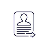 export profile or personal data line icon on white, vector