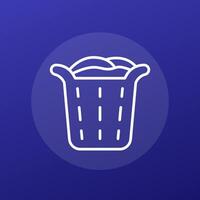 Laundry basket icon in line design vector