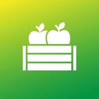 Fruit crate icon, apples in a box vector
