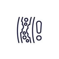 high cholesterol icon with artery, line pictogram on white vector