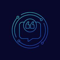 quote, quotation icon in linear design vector