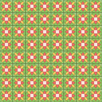 Tile seamless daisy floral pattern design with colorful motifs background.