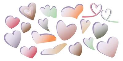 Pastel gradient heart set, illustration vector