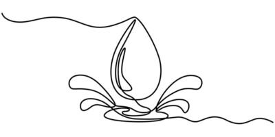 Continuous one line drawing of blood drop blood drop line icon vector