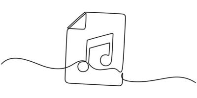 Compose Music File Continuous One Line Drawing Editable Stroke vector