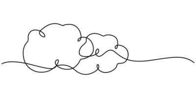 cloud continuous one line drawing on a simple background illustration vector