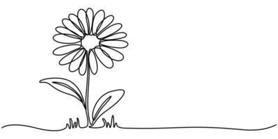 Daisy Flower Continuous One Line Drawing Icon vector
