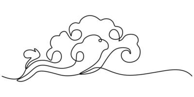 Cloud in the sky single line illustration cloud continuous one line drawing vector