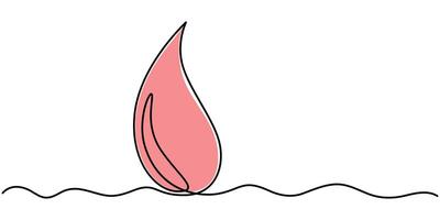 Continuous one line drawing of blood drop on white background vector