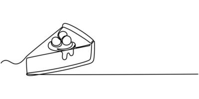 Slice of Cake Continuous One Line Drawing Icon vector