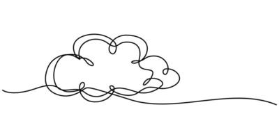 Continuous one line drawing of cumulus cloud cloud in the sky single line illustration vector