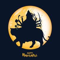 Goddess durga devi in happy subh navratri Indian religious card background vector