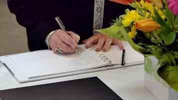 the signing of an important business document or certificate video