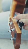 Hands Girl Practices First Lessons Of Ukulele Musical Stringed Instrument video