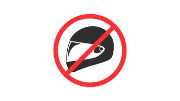 no helmet sign in red circle. animation of no use helmet sign. no helmet sign in red circle or areas where use helmets are prohibited video