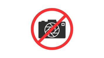 animation of no use camera Sign for Privacy Zones and Restricted Areas. No camera area video