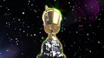 Gold Trophy Confetti Loop Animation video
