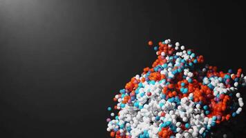 3d rendering of abstract art particle loop animation with 3d particle in orange, white, and blue color video