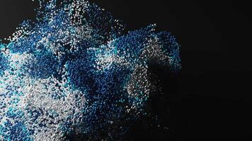 3d tolkning av abstrakt konst partikel animering med 3d små partikel i blå och vit Färg video