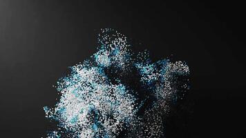 3d rendering of abstract art particle animation with 3d small particle in dark background video