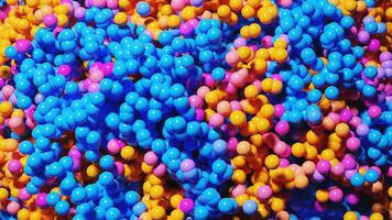 3d rendering of abstract particle flow animation with 3d small particles in orange, purple, and blue color video