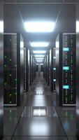 Walking Through a Hosting Facility With Towering Server Racks video