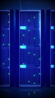 Passing Through High-Tech Data Center with Blinking Server Lights video